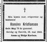 1943.05.22 - Hansine Kristiansen - 3 - d1943.05.19 - Nordlandsposten 1943.05.22